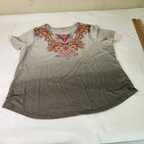 Allison Daley Women's Floral Top  Blouse Boho Plus Size 2X Light Green NWT (11) - Picture 6 of 11